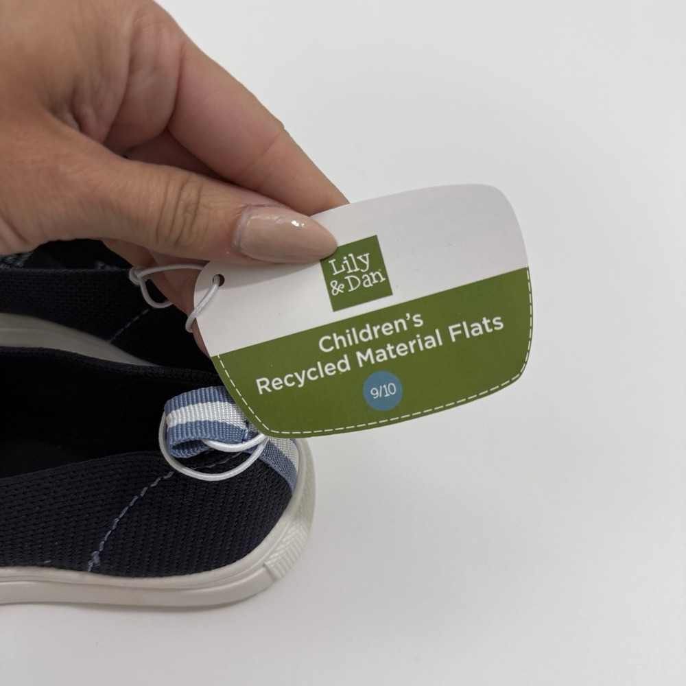 NEW Lily & Dan Toddler Recycled Material Flats Slip-On Sneakers Blue Size 9/10 - Picture 10 of 12